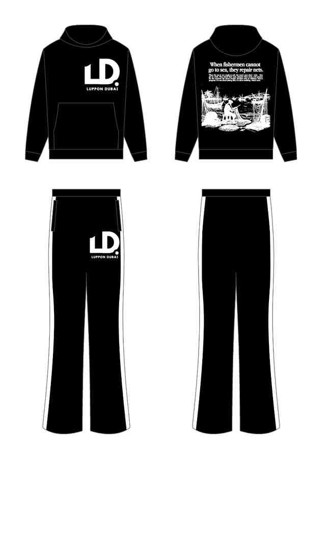 LUPPON DUBAI SS25 BLACK FISHERMEN HOODIES & SWEATPANTS